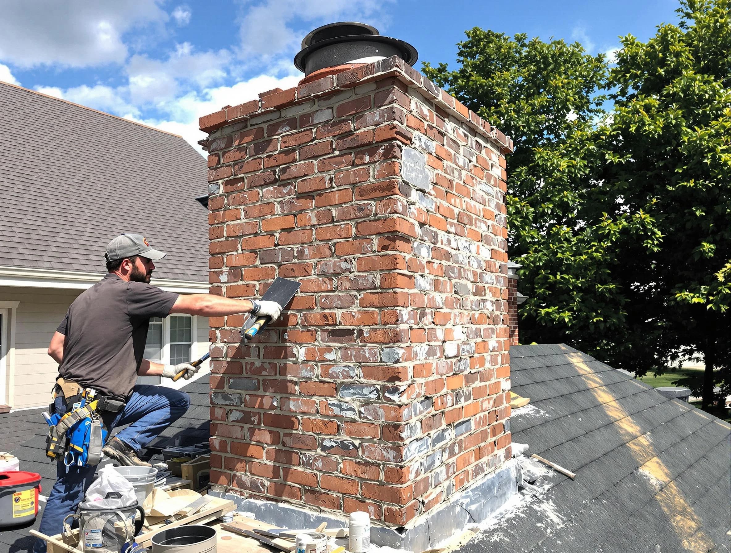 Completed chimney rebuild by Purcell Chimney Sweep in Purcell, OK