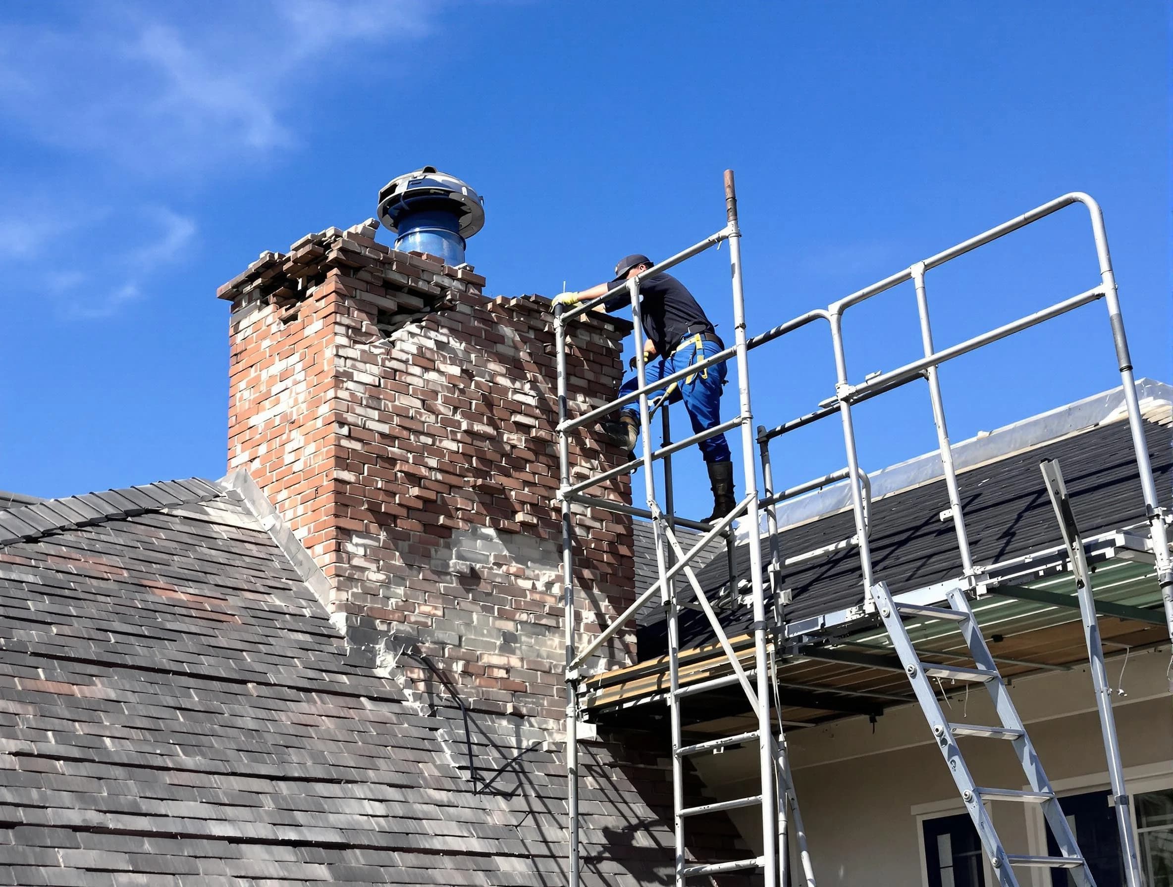 Rebuilding a chimney structure by Purcell Chimney Sweep in Purcell, OK