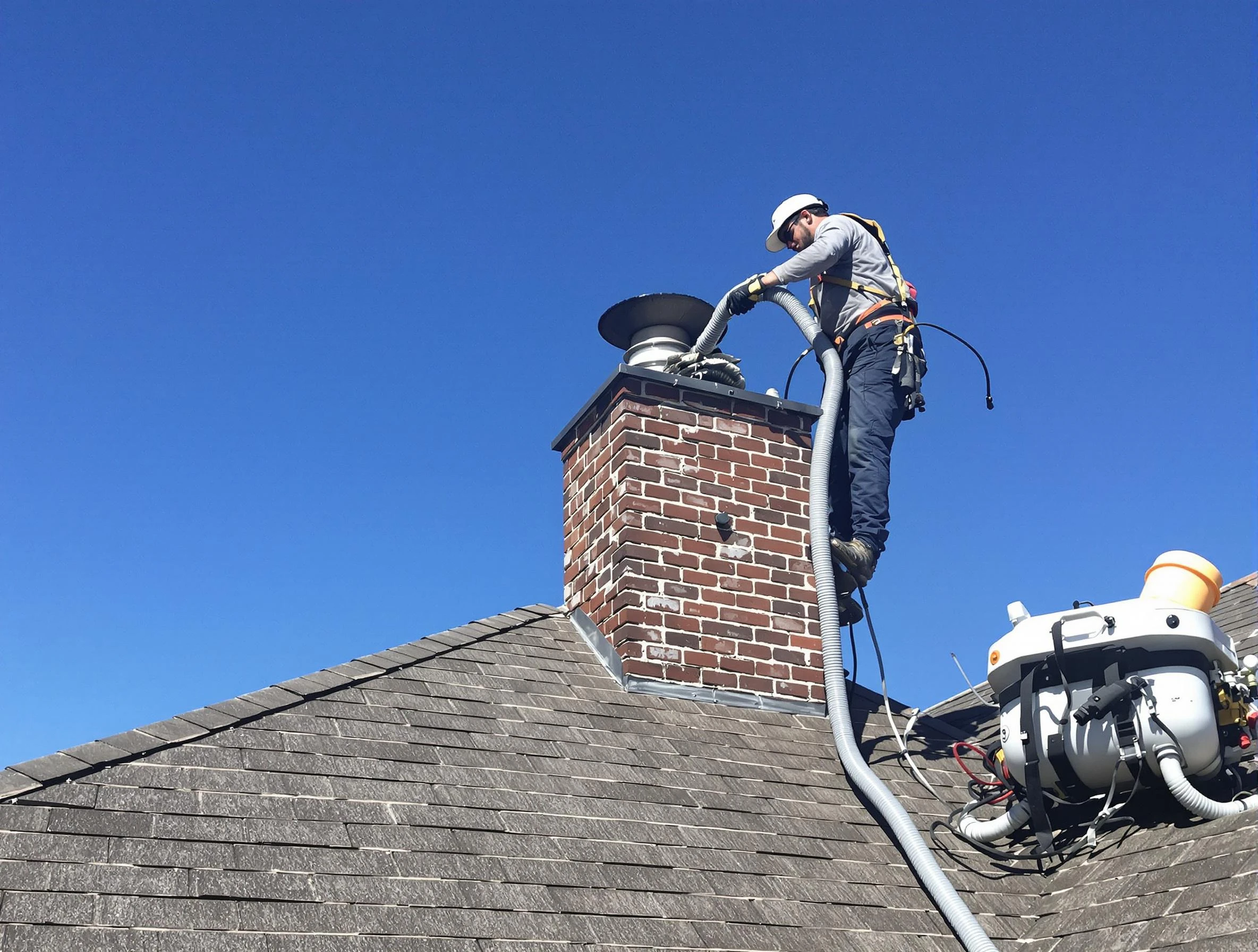Dedicated Purcell Chimney Sweep team member cleaning a chimney in Purcell, OK