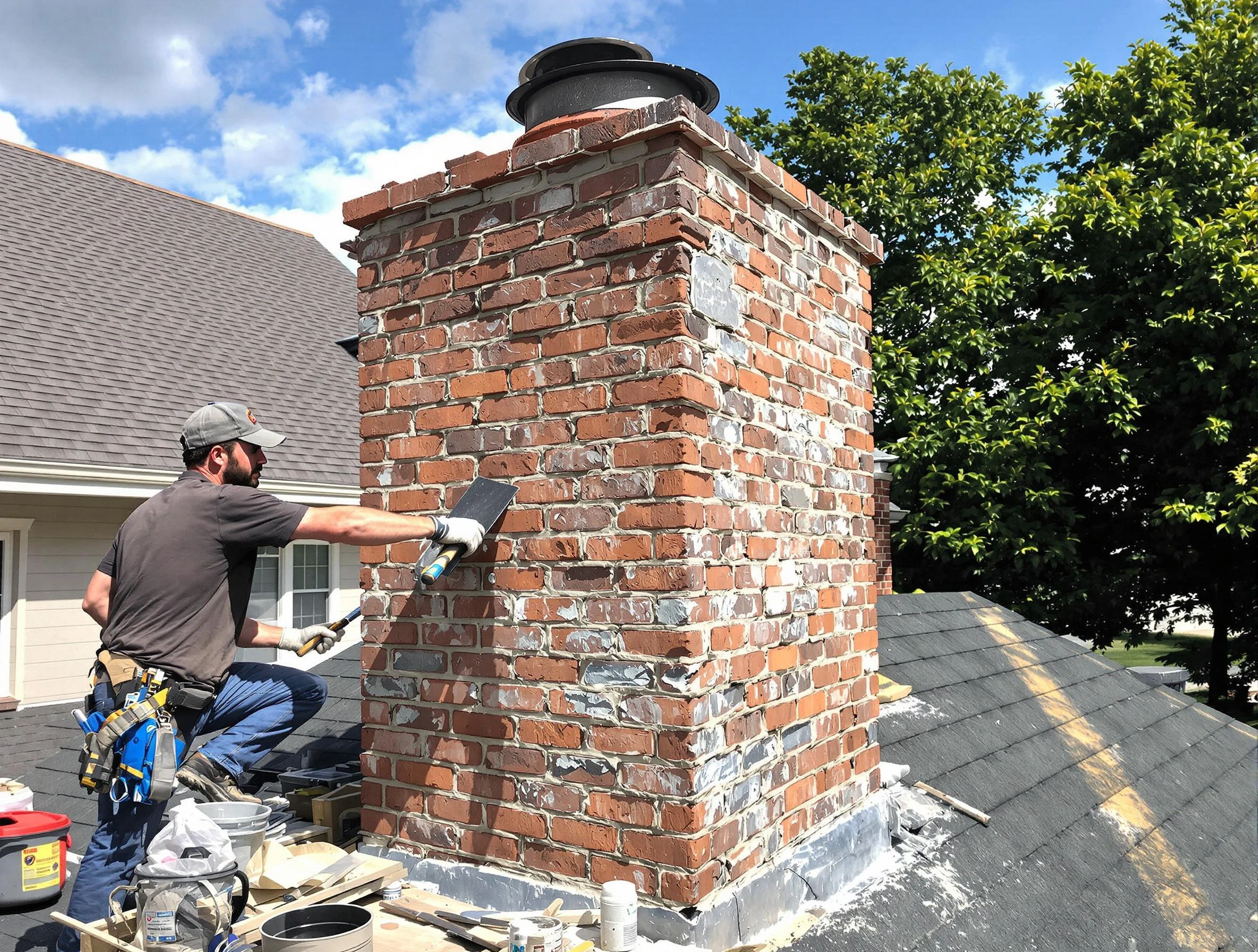 Completed chimney rebuild by Purcell Chimney Sweep in Purcell, OK