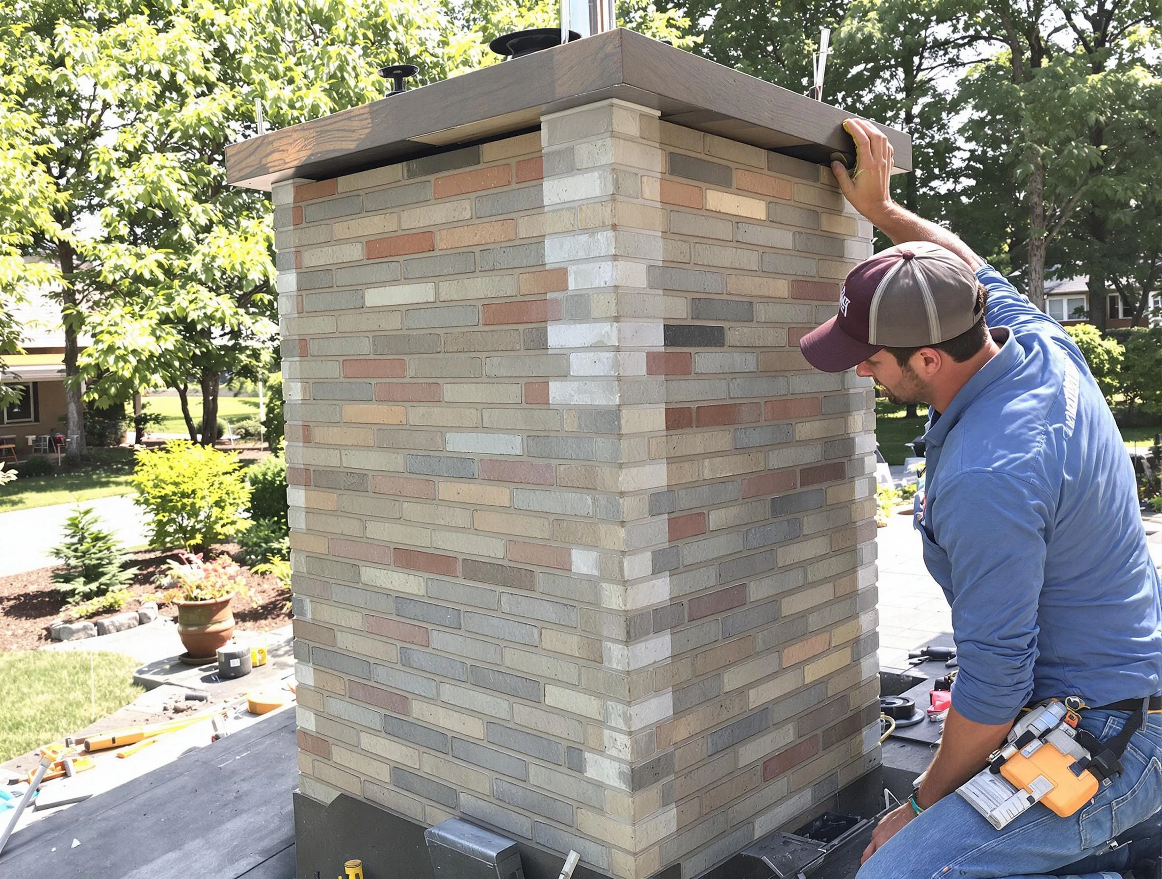 Purcell Chimney Sweep completing a modern chimney remodel in Purcell, OK