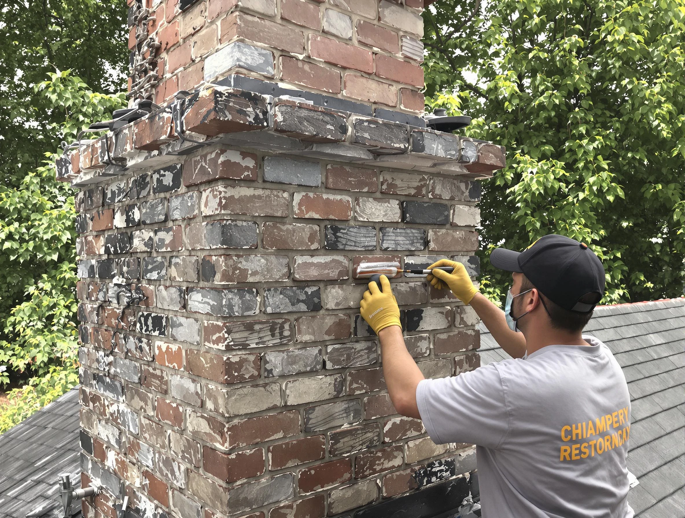 In-progress chimney restoration by Purcell Chimney Sweep in Purcell, OK
