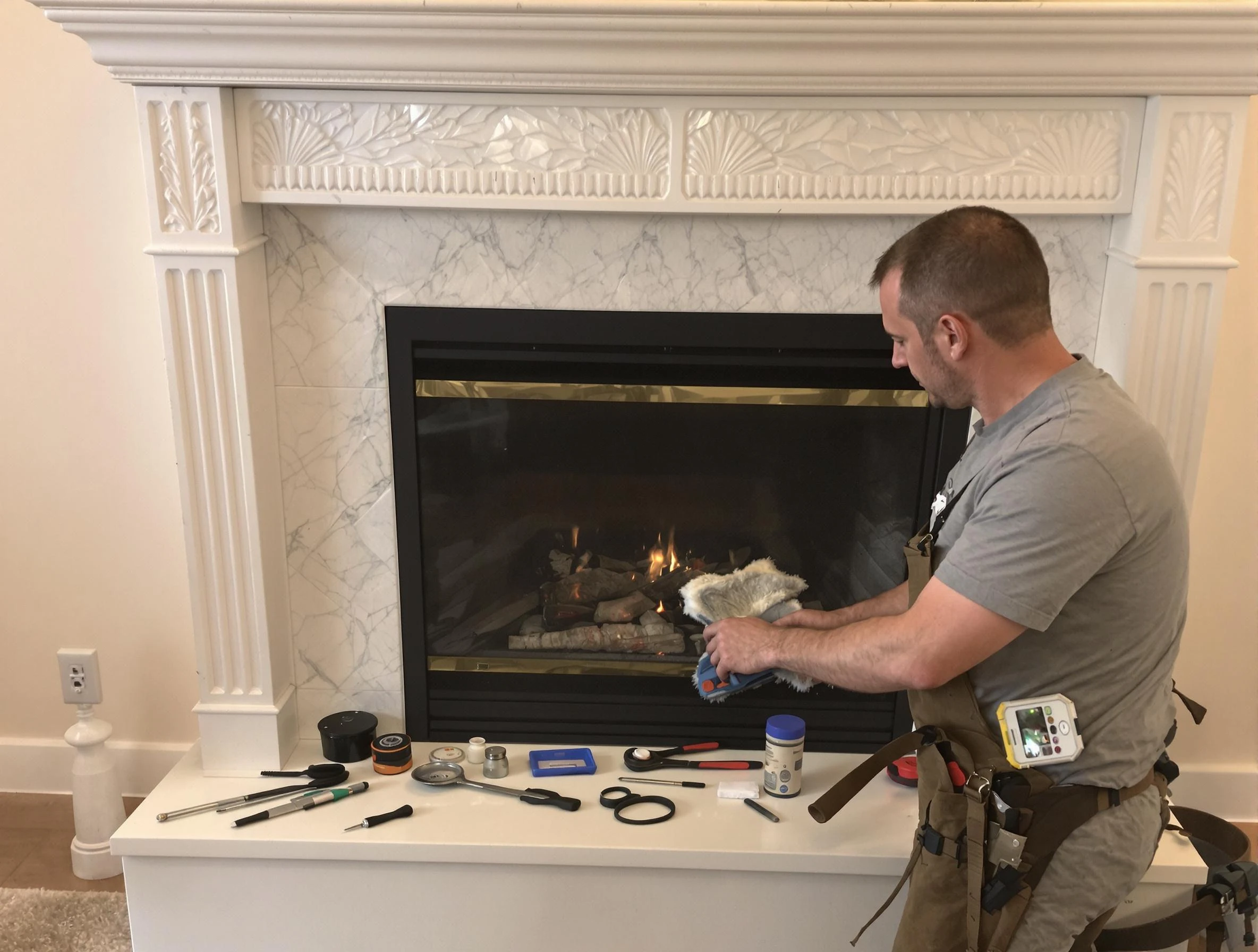 Purcell Chimney Sweep performing fireplace maintenance in Purcell, OK