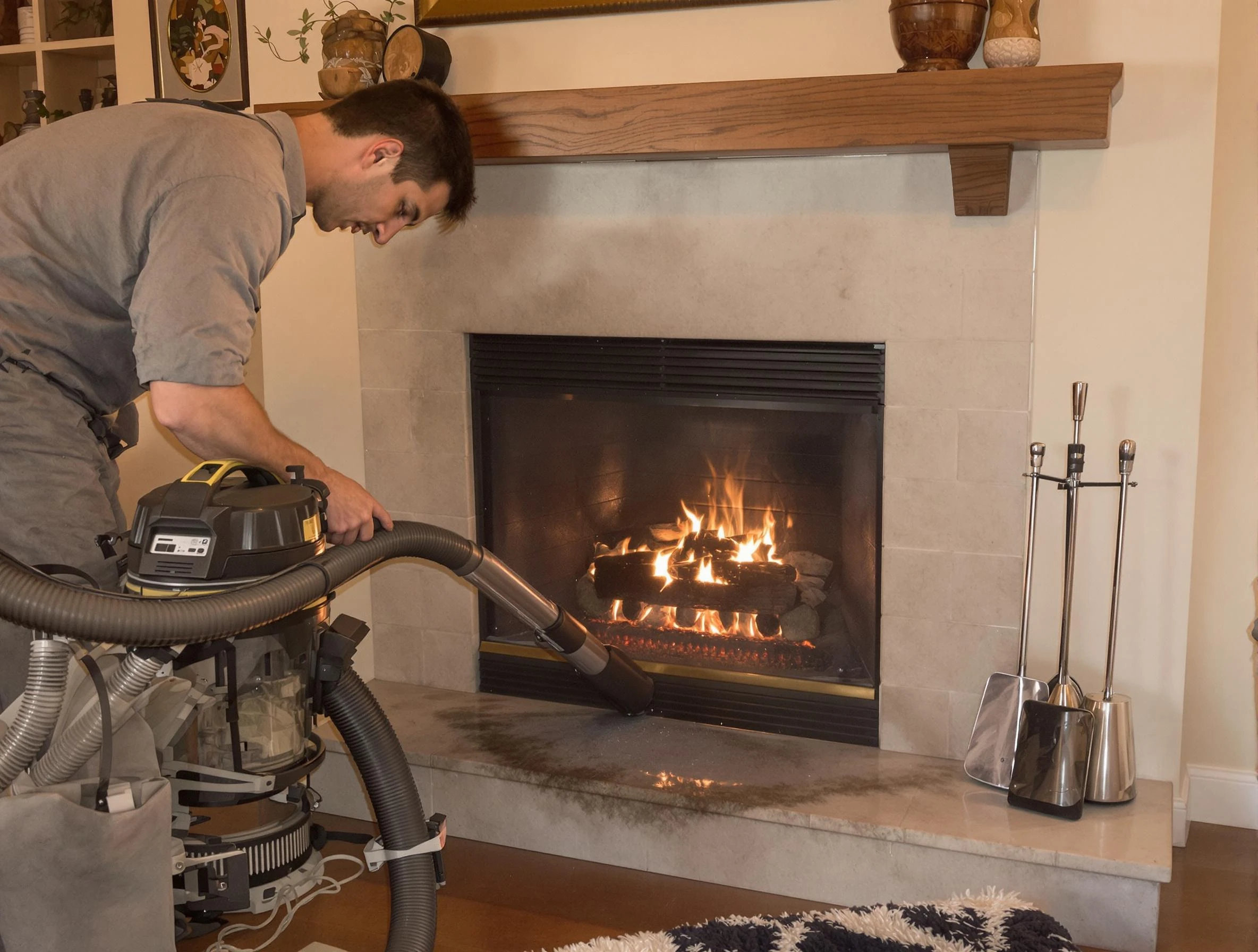 Routine fireplace upkeep by Purcell Chimney Sweep in Purcell, OK